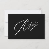 Elegante Schwarz-weiße Kalligraphie Hochzeit RSVP (Rückseite)