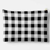 Elegante Schwarz-weiße karierte Gingham-Libelle Zubehörtasche (Rückseite)