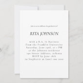 Elegante Schwarz-weiße Klasse des Abschlusses 2024 Einladung (Rückseite)