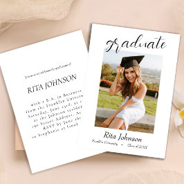 Elegante Schwarz-weiße Klasse des Abschlusses 2024 Einladung