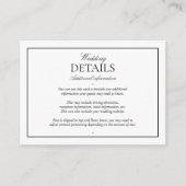 Elegante Schwarz-weiße, klassische Skriptdetails Begleitkarte (Vorderseite)