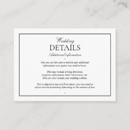 Elegante Schwarz-weiße, klassische Skriptdetails Begleitkarte