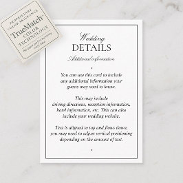 Elegante Schwarz-weiße, klassische Skriptdetails Begleitkarte