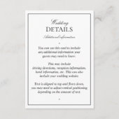 Elegante Schwarz-weiße, klassische Skriptdetails Begleitkarte (Vorderseite)