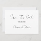 Elegante Schwarz-weiße Krawatte speichert die Datu Einladung (Vorderseite)