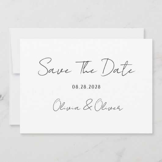 Elegante Schwarz-weiße Krawatte speichert die Datu Einladung (Vorderseite)