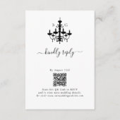 Elegante Schwarz-weiße Kronleuchter Monogram Weddi Begleitkarte (Vorderseite)