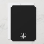 Elegante Schwarz-weiße Kronleuchter Monogram Weddi Einladung (Rückseite)