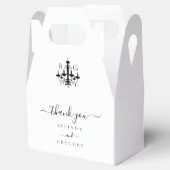 Elegante Schwarz-weiße Kronleuchter Monogram Weddi Geschenkschachtel (Geöffnet)