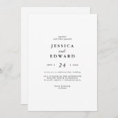 Elegante Schwarz-weiße Lässige Hochzeit Einladung (Vorne/Hinten)