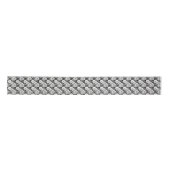 Elegante Schwarz-weiße Magnolia-Blume gekachelt Satinband (Vorderseite)