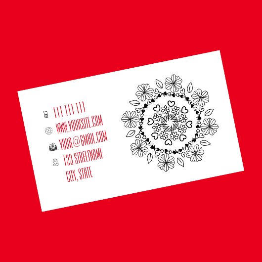 Elegante Schwarz-weiße Mandala Visitenkarte