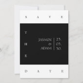 Elegante Schwarz-weiße Minimale Typografie Hochzei Save The Date (Vorderseite)