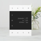 Elegante Schwarz-weiße Minimale Typografie Hochzei Save The Date (Stehend Vorderseite)