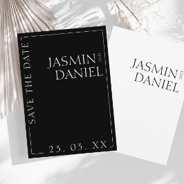 Elegante Schwarz-weiße Minimale Typografie Hochzei Save The Date