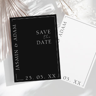 Elegante Schwarz-weiße Minimale Typografie Hochzei Save The Date
