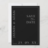 Elegante Schwarz-weiße Minimale Typografie Hochzei Save The Date (Vorderseite)