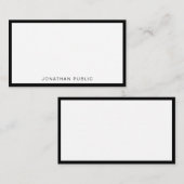 Elegante Schwarz-weiße Minimalistisch Template Tre Mitteilungskarte (Vorne/Hinten)