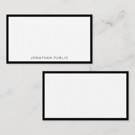 Elegante Schwarz-weiße Minimalistisch Template Tre Mitteilungskarte (Vorne/Hinten)