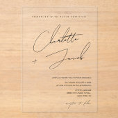 Elegante Schwarz-weiße Minimalistisch zeitlose Hoc Acryleinladungen (Vorderseite)