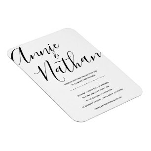 Elegante Schwarz-weiße Minimalistische Einladung z Magnet