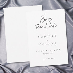 Elegante schwarz-weiße minimalistische Hochzeit Save The Date