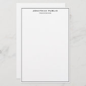 Elegante Schwarz-weiße Minimalistische klassische Briefpapier (Vorne/Hinten)