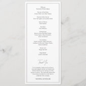 Elegante schwarz-weiße moderne Hochzeit Programm (Rückseite)