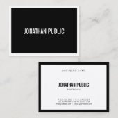 Elegante Schwarz-weiße Moderne Minimalistische Tre Visitenkarte (Vorne/Hinten)