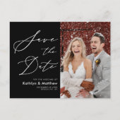 Elegante Schwarz-weiße moderne Schrift Save the Da Ankündigungspostkarte (Vorderseite)