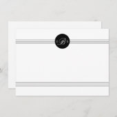 Elegante Schwarz-weiße Monogram Custom Stationery Mitteilungskarte (Vorne/Hinten)