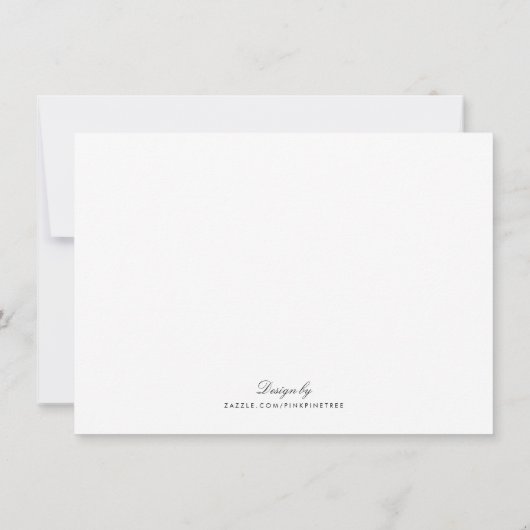 Elegante Schwarz-weiße Monogram Custom Stationery Mitteilungskarte (Rückseite)