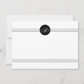 Elegante Schwarz-weiße Monogram Custom Stationery Mitteilungskarte (Vorderseite)