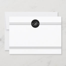 Elegante Schwarz-weiße Monogram Custom Stationery Mitteilungskarte