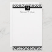 Elegante Schwarz-weiße Monogramm-Anfangsstadium Briefpapier (Vorne/Hinten)