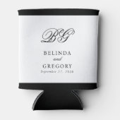 Elegante Schwarz-weiße Monogramm-Gastgeschenk Hoch Dosenkühler (Vorderseite)