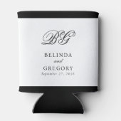 Elegante Schwarz-weiße Monogramm-Gastgeschenk Hoch Dosenkühler (Rückseite)