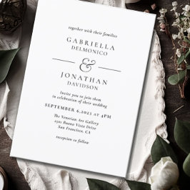 Elegante Schwarz-weiße Monogramm-Hochzeit Einladung