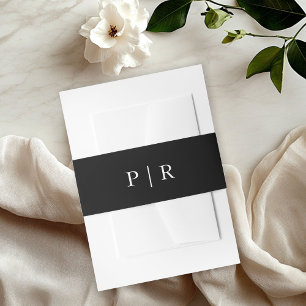 Elegante Schwarz-weiße Monogramm-Hochzeit Einladungsbanderole