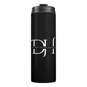 Elegante Schwarz-weiße Monogramm-Initialen Chic C Thermosbecher
