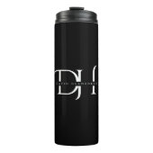 Elegante Schwarz-weiße Monogramm-Initialen Chic Cu Thermosbecher (Vorderseite)