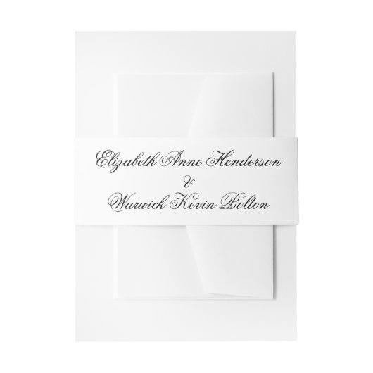 Elegante Schwarz-weiße Monogramm-Kalligrafie-Hochz Einladungsbanderole (Vorderseite Beispiel)