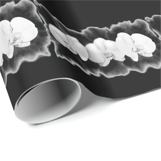Elegante Schwarz-weiße Orchideen Geschenkpapier (Rolleneckpunkt)