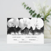Elegante Schwarz-weiße Orchideen UAWG RSVP Karte (Stehend Vorderseite)