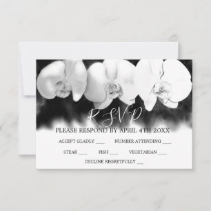 Elegante Schwarz-weiße Orchideen UAWG RSVP Karte