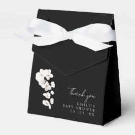 Elegante Schwarz-weiße Orchids Bloral Baby Dusche Geschenkschachtel
