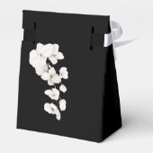 Elegante Schwarz-weiße Orchids Bloral Baby Dusche Geschenkschachtel (Rückseite)