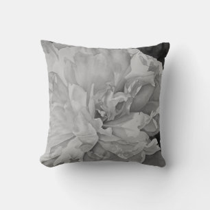 Elegante Schwarz-weiße Peelingflora Kissen