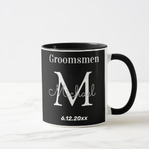 elegante Schwarz-weiße personalisierte Trauzeugen Tasse