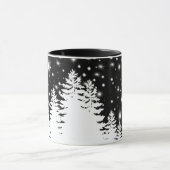 Elegante Schwarz-weiße Pinienwälder Sterne Tasse (Zentrum)